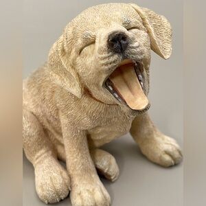 Lenox Labrador Puppy Figurine 2003 Yawning Dog Statue Cream Resin Collectible